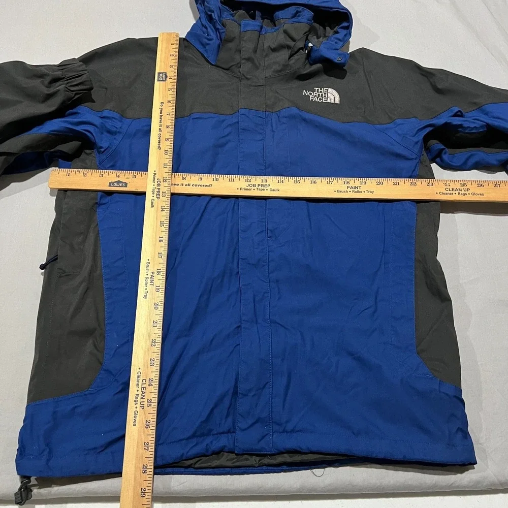 The North Face HyVent Mens Blue Grey Full Zip Hooded Windbreaker Jacket M
